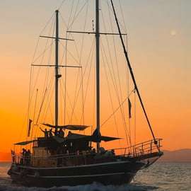 Cruzeiro com jantar ao pôr do sol: paragem para nadar, bebidas e jantar a bordo